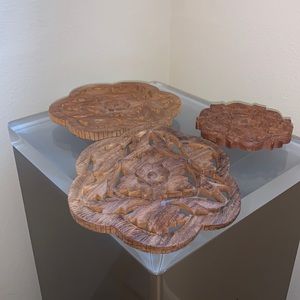Carved Wood Trivets from India